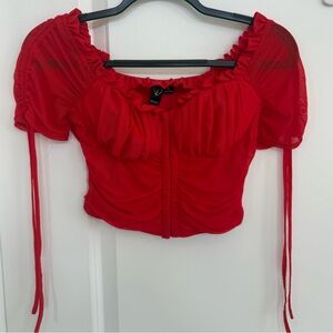 Windsor Red Ruched Crop Top